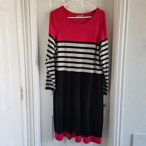 Eliza J Striped Colorblock Knit Sweater Dress Size 1X A-line